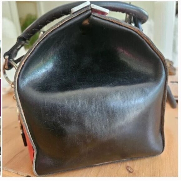 Mozzafiati Ferrara Satchel Red Black Italian Leather Hand Bag Giovanni Villa - Picture 4 of 10